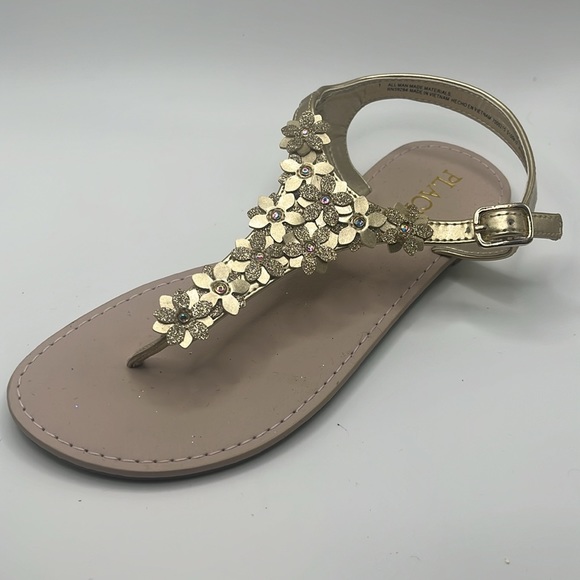 Girls Gold Glitter Flower Sandals – Size 1 (NWT) - Picture 7 of 9